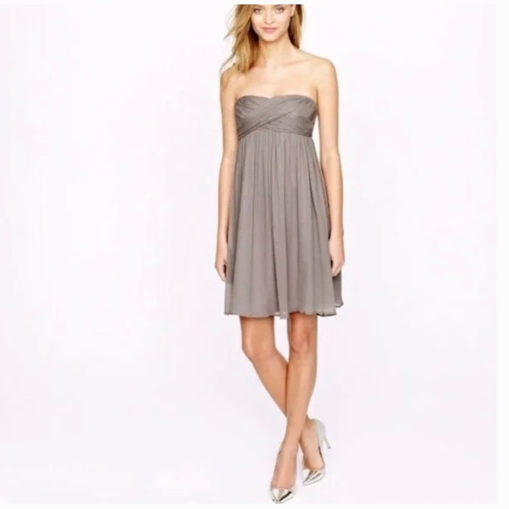 J Crew Taryn Silk Chiffon Dress in Light Taupe 4 NWT